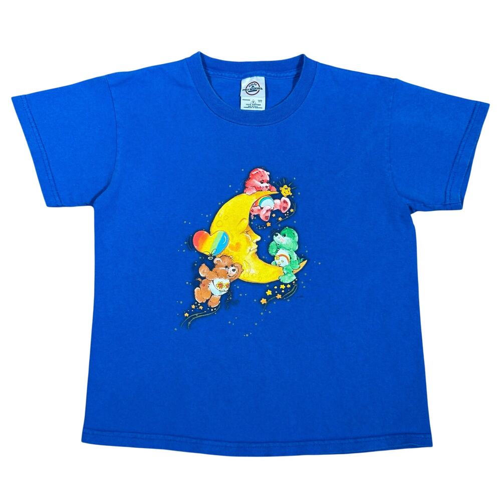 Vintage Care Bears Moon Graphic Shirt Blue Youth Medium 10-12